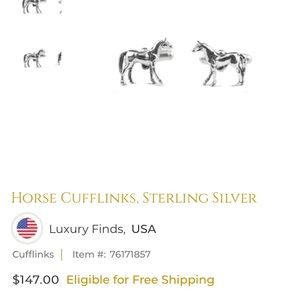 Sterling Silver Horse Cufflinks